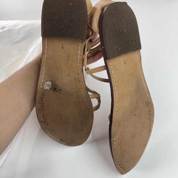 Sam Edelman Shoes Womens Size 9M‎ Gold Tan Ginette Gladiator Sandals Cork Flat - Picture 6 of 11